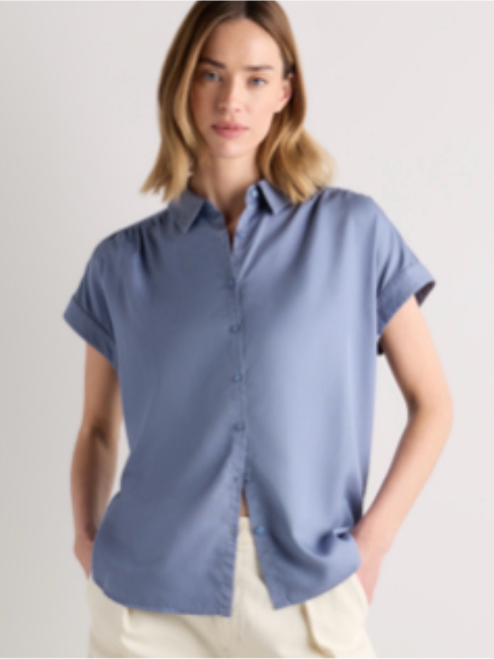 Quince Tencel vintage blue camp shirt size L NWT-sold out